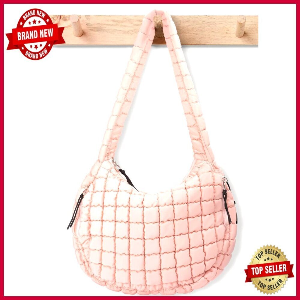 Large Puffer Tote Bag Quilted Crossbody Hobo Handbag Nylon Lightweight